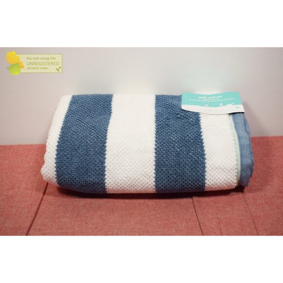 Pillowfort Striped Kids' Bath Towel Navy* - Picture 1 of 6